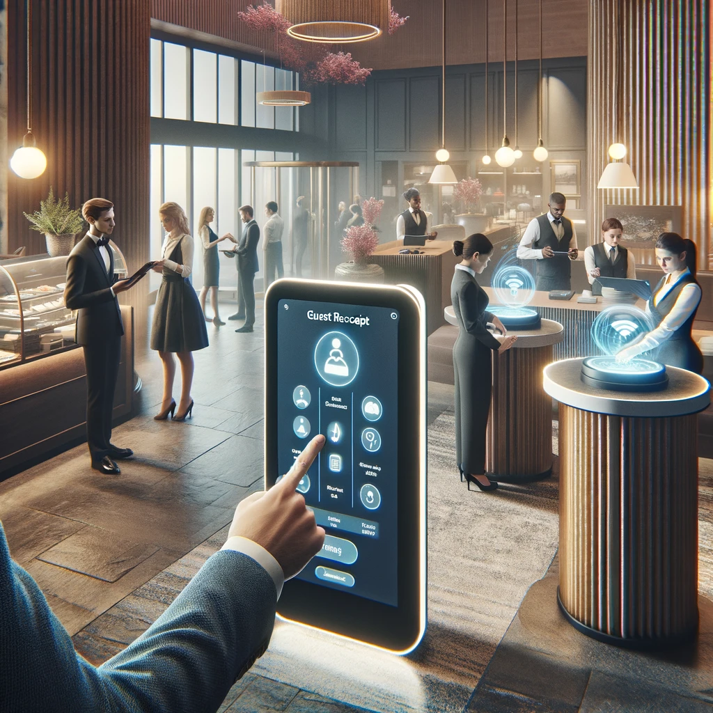 Image that illustrates the integration of technology in hospitality for guest reception